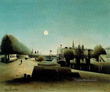パリ Painting - ポート・サン・ニコラからのサン・ルイ島の夕方の眺め アンリ・ルソー パリ